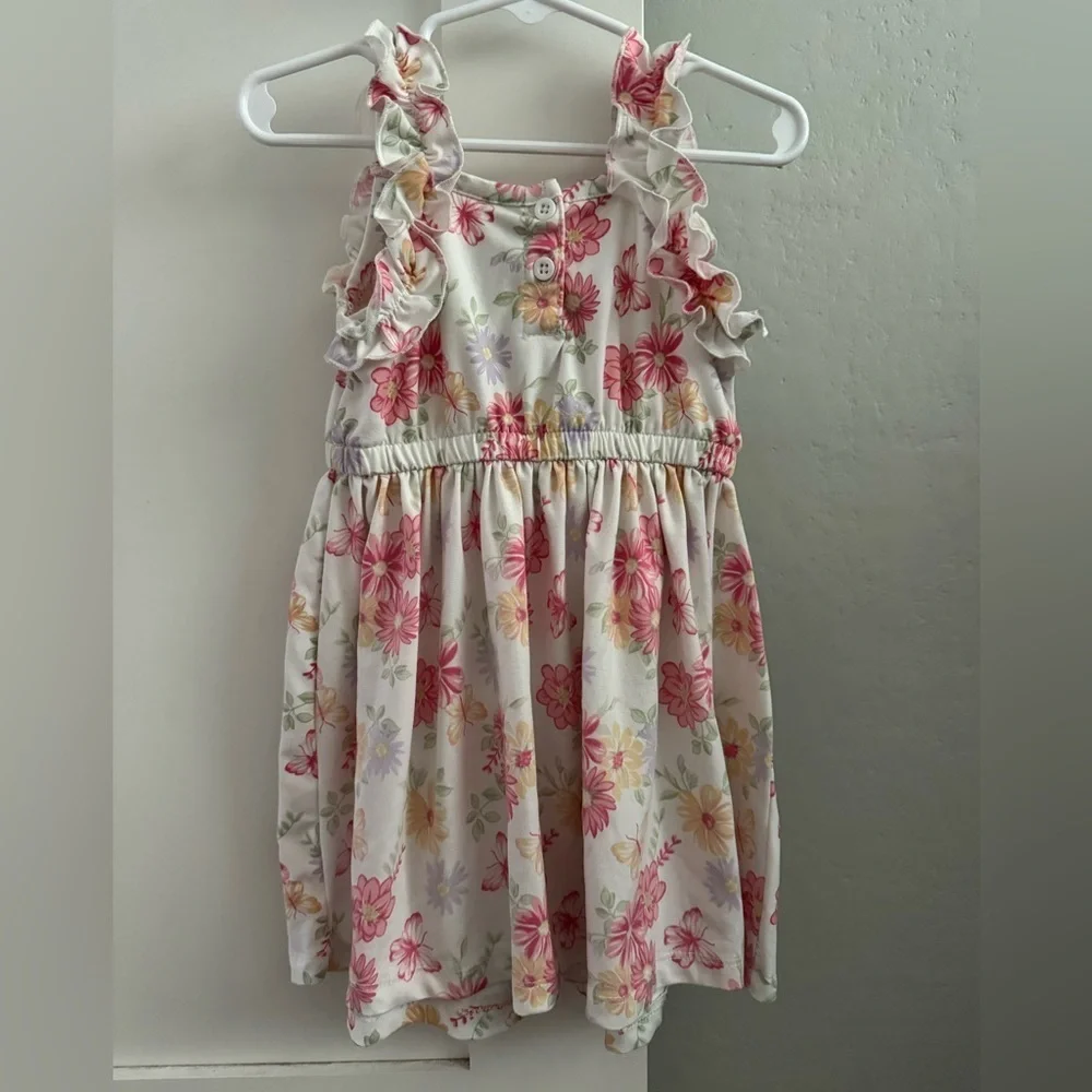 Little Lass Floral Ruffle Sleeve Dress 2T Pink Orange Spring